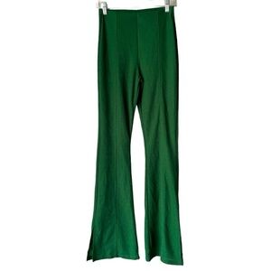 Zara Side Slit Wide Leg Legging Pants Forest Green Small